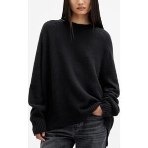 NWT AllSaints Ines Cashmere & Wool Crewneck Sweater In Black Sz L $399